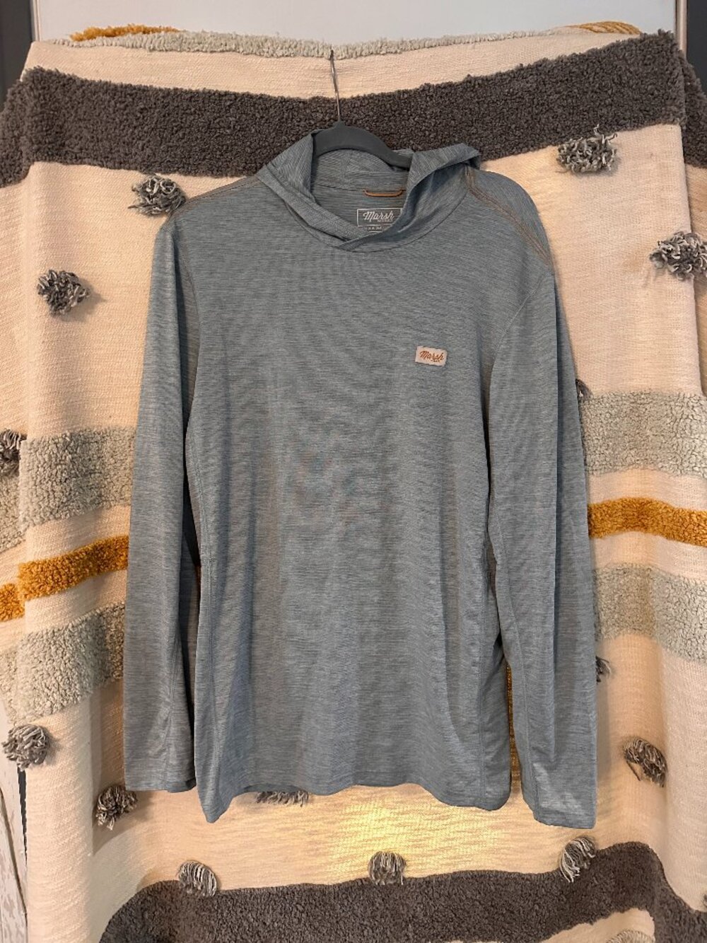 Marsh Wear Slate Blue Grey Heathered Performance Sun Hoodie - Medium